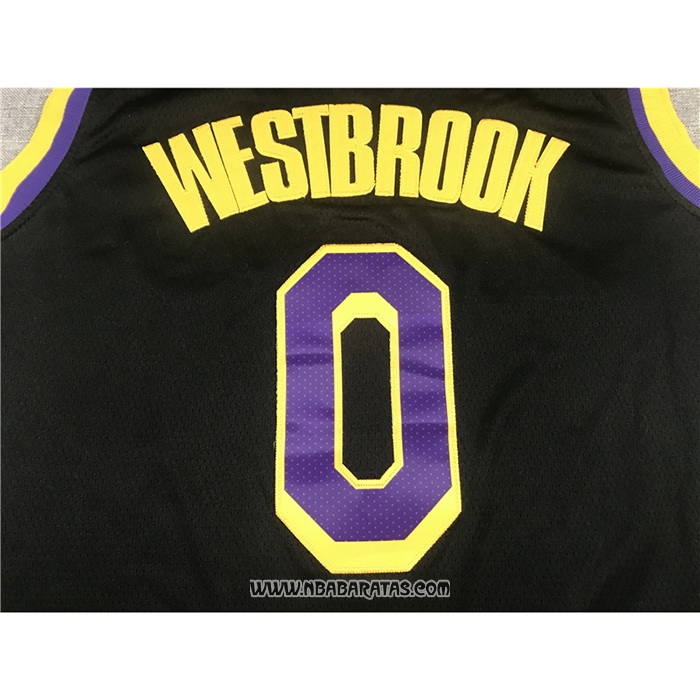Camiseta Los Angeles Lakers Russell Westbrook #0 Statement 2021-22 Negro